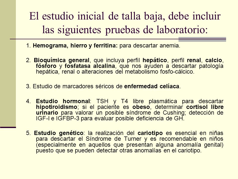 pruebas de laboratorio pediatria